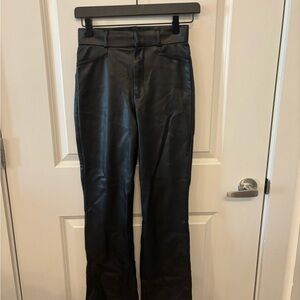 Zara black faux leather flare leg trouser pants size XS